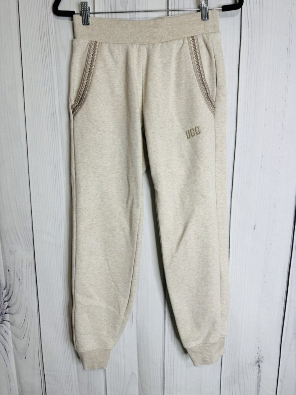 Ugg Mens Tasman Joggers Heathered Oatmeal Tan Sweatpants Size XS (28 x 28)
